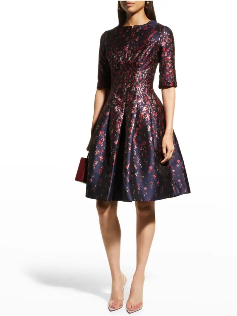 Teri Jon by Rickie Freeman Pleated Jacquard Dress Size 12